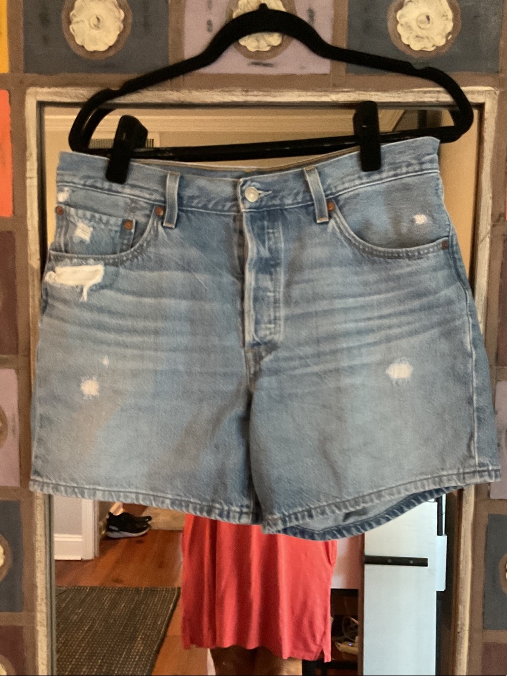 Levi's Light Blue Distressed Denim Shorts